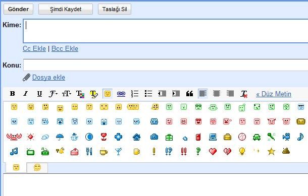 Gmail duygu ifadeleri - emoticons