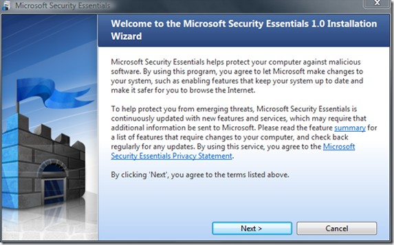 Microsoft Security Essentials ekran görüntüsü