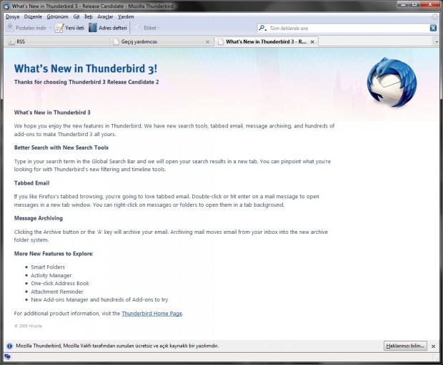 Mozilla Thunderbird 3 Yarın Görücü Karşısına Çıkıyor
