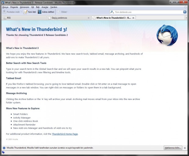 Mozilla Thunderbird 3 Yarın Görücü Karşısına Çıkıyor